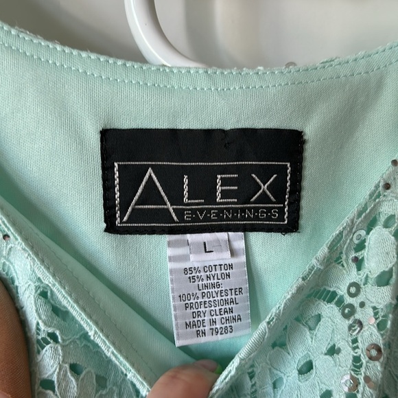 ALEX EVENINGS |  Light Green Lace Two Piece Set Dress - Picture 5 of 15